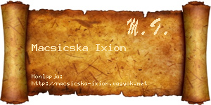 Macsicska Ixion névjegykártya